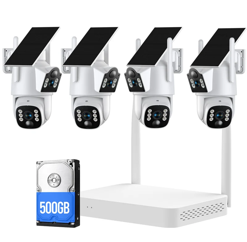 SC56 Solar Dual-Lens PTZ Security Camera System – 360° Coverage, 2K Color Night Vision, No Monthly Fees