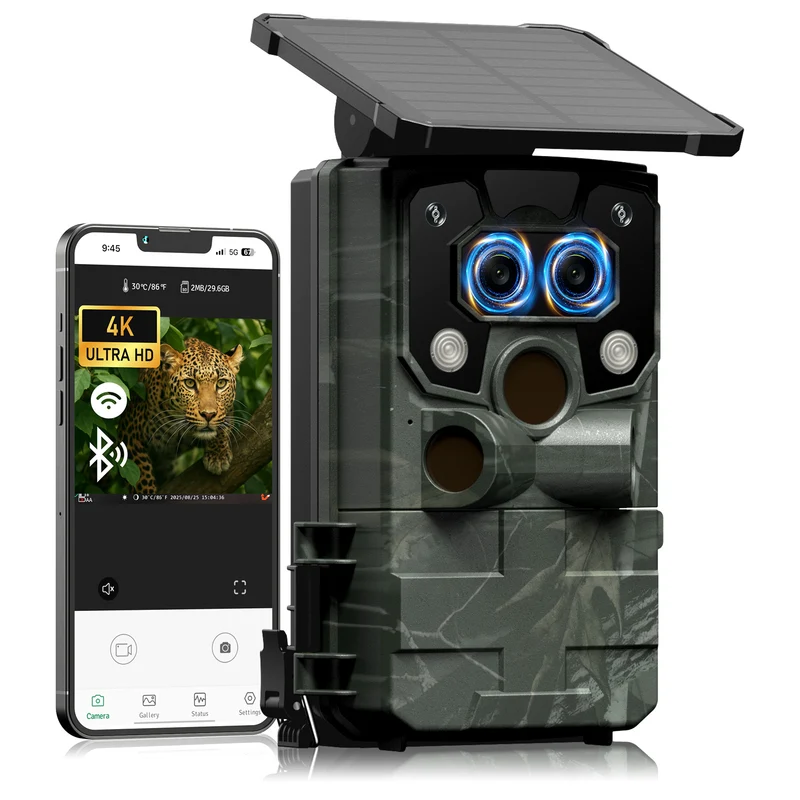 Campark TC37 Solar Trail Camera 4K 60MP Dual Lens WiFi with Night Vision